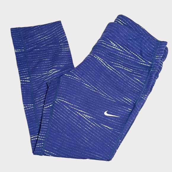 Nike Running - Epic Luxe Cropped Legging - Blue/White - Size S - Picture 2 of 8